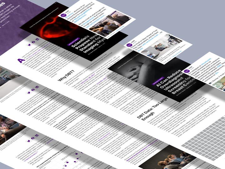 Illustration: layers of tweets, visual stories, and blog articles